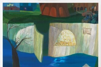 Ficre Ghebreysus, Gate to the Compound (2006). Acrylic on canvas, 48.25 x 48.25 inches (122.6 x 122.6 cm).