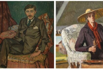 Left: Roger Fry (British, 1866-1934) Portrait of E.M. Forster 73 x 60 cm. (28 1/4 x 23 5/8 in.) (Painted in 1911). Estimate: £30,000-50,000. Right: Vanessa Bell (British, 1879-1961) Self Portrait 42 x 31 cm. (16 1/2 x 12 1/4 in.) (Painted circa 1952). Estimate: £20,000 - 30,000.