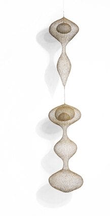 Ruth Asawa (American, 1926-2013), Untitled (S.408, Hanging Five-Lobed, Two-Part Form, with the Second and Third Lobes Attached by Chain and Interior Spheres in the First and Third Lobes) circa 1953-1954. Price realized: $2,180,075