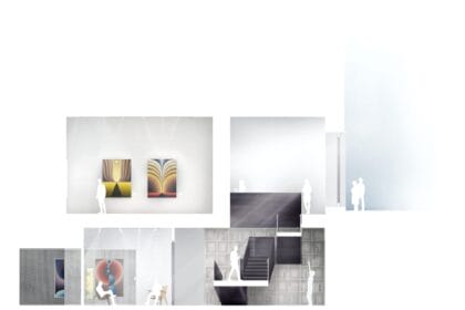 Rendering: Cross-section from Hanover Street through galleries and workspaces © Jamie Fobert Architects