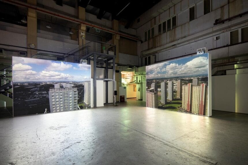 Installation view, Catherine Yass: Falling Away, Ambika P3. Photography: David Freeman.