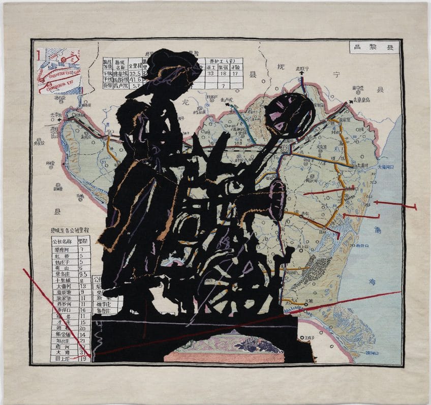 William Kentridge Mechanic 2020 Hand-woven mohair tapestry 263 x 274 x 1 cm / 103 1/2 x 107 7/8 x 3/8 in © William Kentridge Courtesy the artist and Hauser & Wirth Photo: Jon Etter