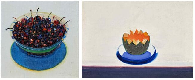 Wayne Thiebaud, Cherries #1,1981, est. $1.5/2 million; Cantaloupe, 1962, est. $1.5/2 million