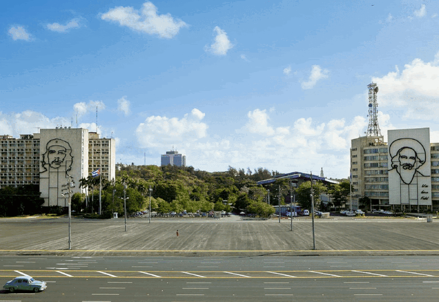 Coco Fusco, The Empty Plaza / La Plaza Vacia I, 2012. Digital chromogenic print. 26 1/8 x 39 1/2 in (66.36 x 100.33 cm); Arnie Zimmerman, Miramichi, 2003. Soda fired white stoneware. 16 x 20 x 12 in (40.64 x 50.8 x 30.48 cm); Luis Camnitzer, Canales, 1980. Typed document and map. Part 1: 11 x 8 1/2 in (27.9 x 21.6 cm); Part 2: 8 x 10 in (20.3 x 25.4 cm); 14 x 23 x 2 in framed (35.6 x 58.4 x 5.1 cm framed); Valeska Soares, Sea / Sea, 2007. Metallic ink on porcelain. Dimensions variable. Plates 12 5/8 in diameter each (32.07 cm diameter each)