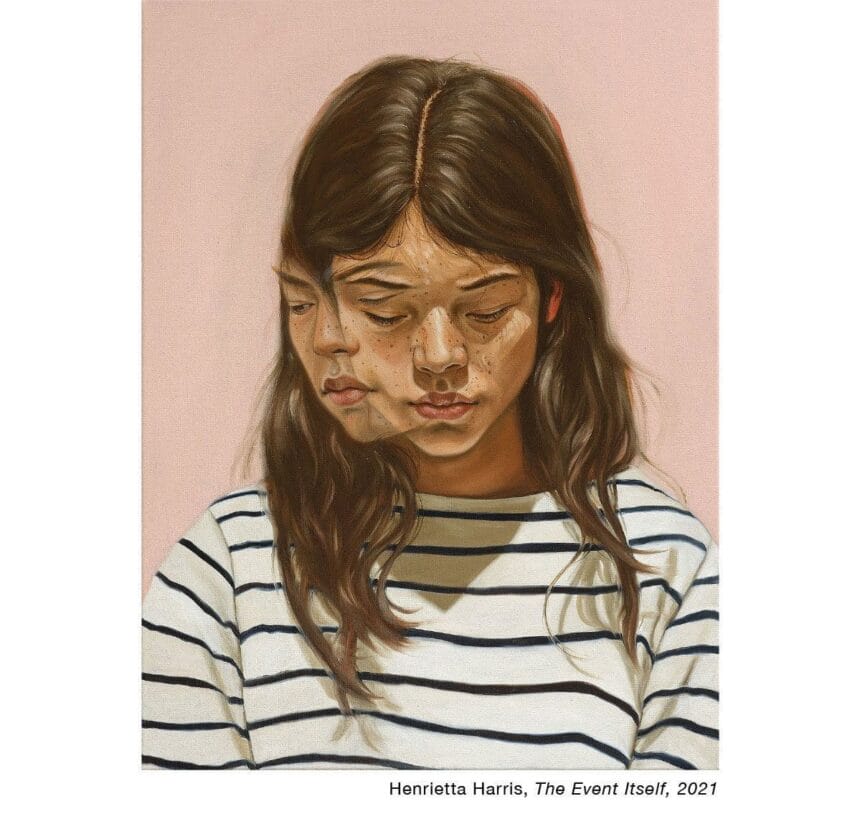 Henrietta Harris The Event Itself Oil on canvas Signed and dated 24 x 22 inches 2021