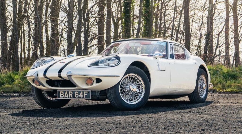 1968 Marcos 1600 GT Coupé, estimate £70,000 – 80,000, driven by Simon Templar in the 1960s television programme The Saint