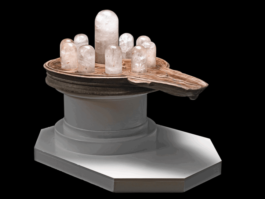 A rare monumental marble and rock crystal lingam shrine India, 19th/ 20th Century (12) Estimate: £120,000 - 160,000.