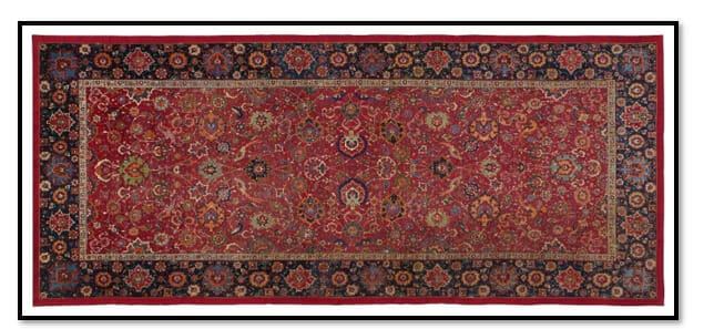 Royal Safavid red-ground 'palmette and bird' carpet