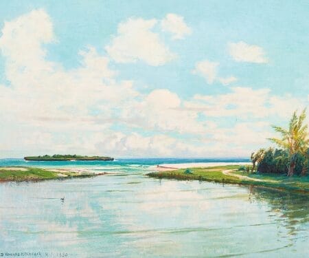 Kainalu, Kailua Bay, O‘ahu, Hawaii, 1930 by David Howard Hitchcock (1861-1943), estimated at $20,000 – 30,000.