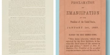 Detail of By the President of the United States of America. A Proclamation. [Emancipation Proclamation, “Great Central Fair Edition,” signed.] [Philadelphia: Boker & Leland, 1864]. Courtesy of David M. Rubenstein. Photograph by Vincent Dilio.
 

Abraham Lincoln, Proclamation of Emancipation by the President of the United States. [Boston: Forbes, 1863]. Courtesy of David M. Rubenstein. Photograph by Vincent Dilio.