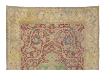 A rare and impressive silk Safavid #8216;Polonaise#8217; carpet