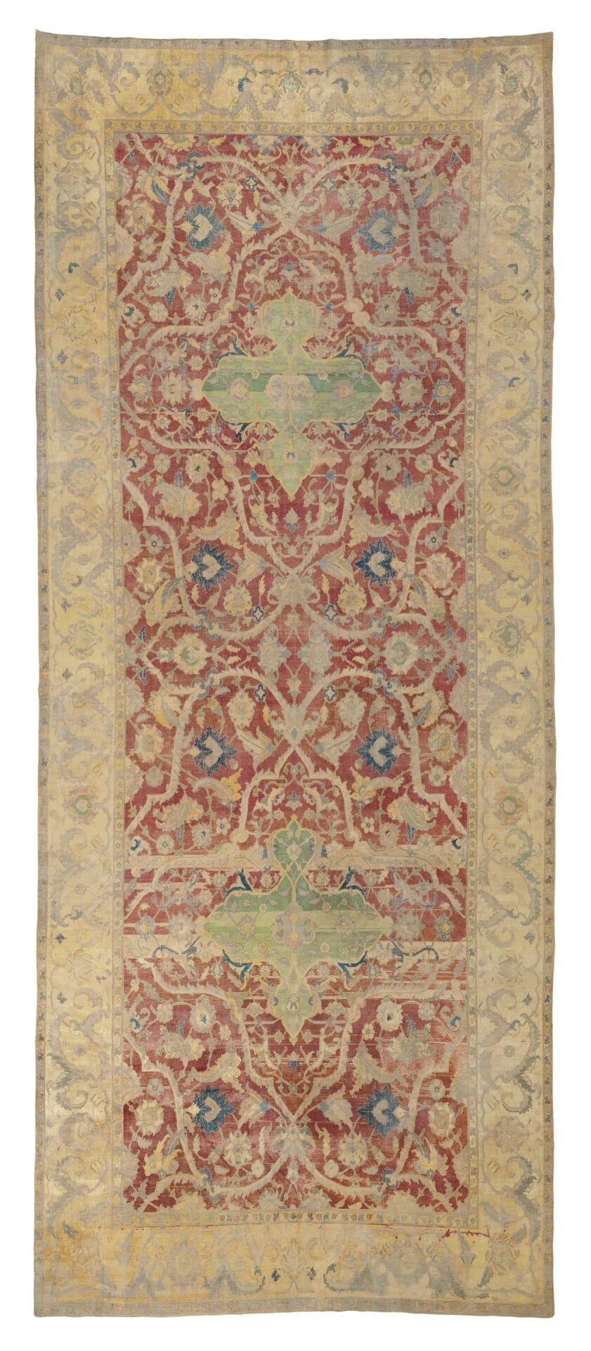 A rare and impressive silk Safavid #8216;Polonaise#8217; carpet