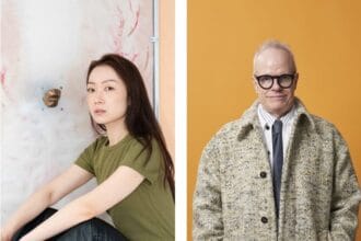 Portrait of Xin Liu, photo by Wenxuan Wang. Portrait of Hans Ulrich Obrist, photo by Elias Hassos.